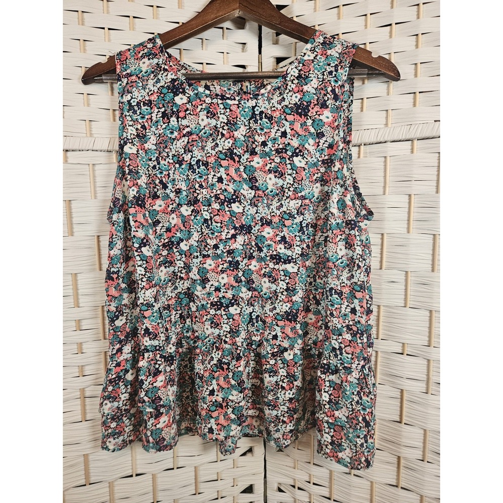 C Womens Large Sleeveless Floral Blouse Bloomcore